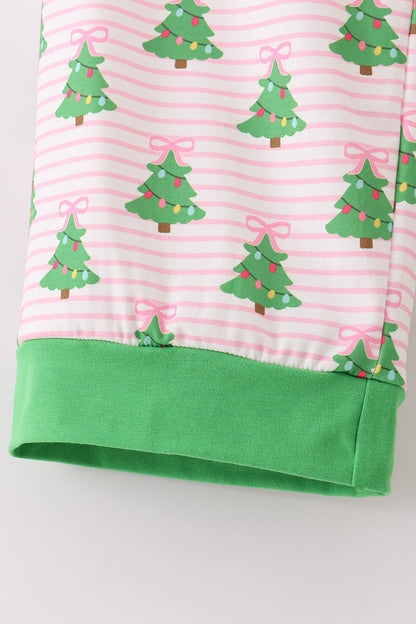 Christmas Tree Print Green Ruffle Women’s Pajama Pants