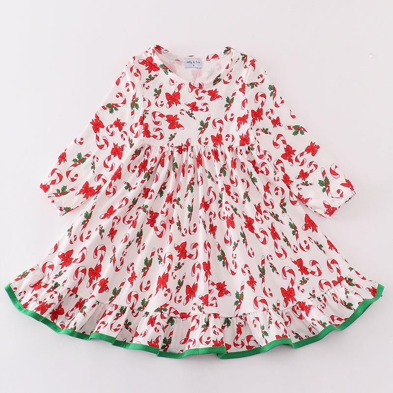 Christmas Candy Cane Ruffle Dress