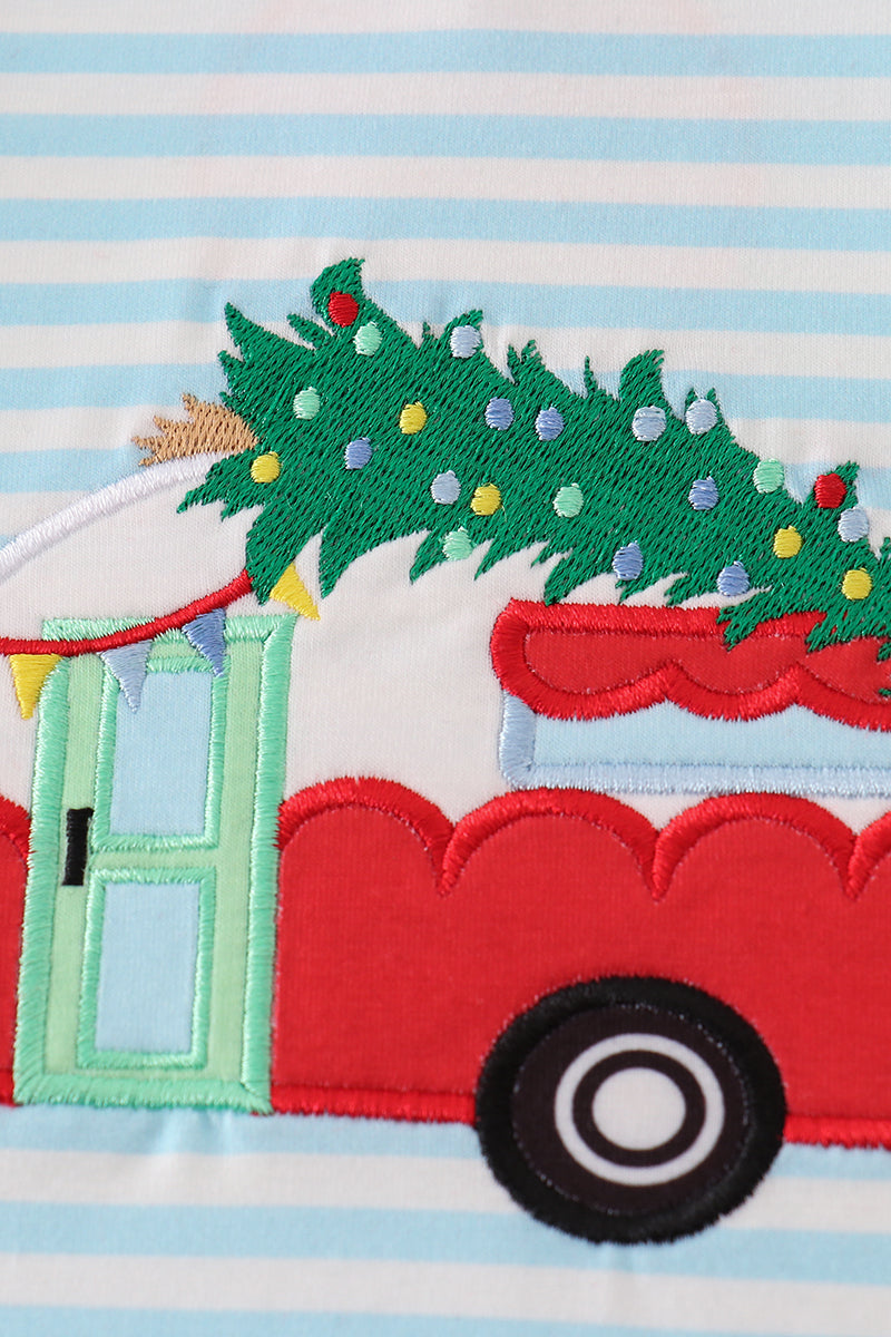 Christmas Camper Applique Boy Romper