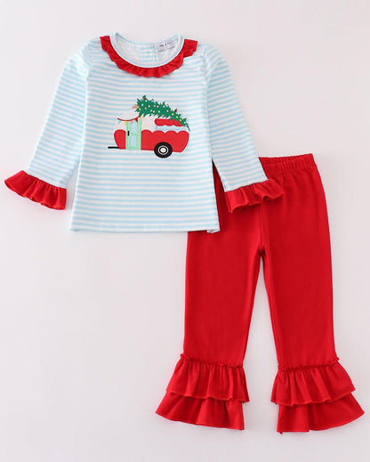 Christmas Camper Applique Girl Set