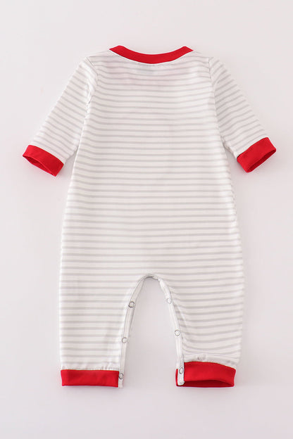 Santa Claus Applique Stripe Boy Romper