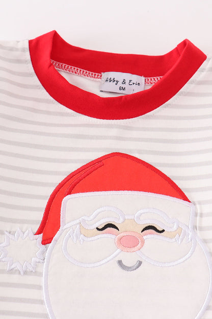 Santa Claus Applique Stripe Boy Bloomers Set