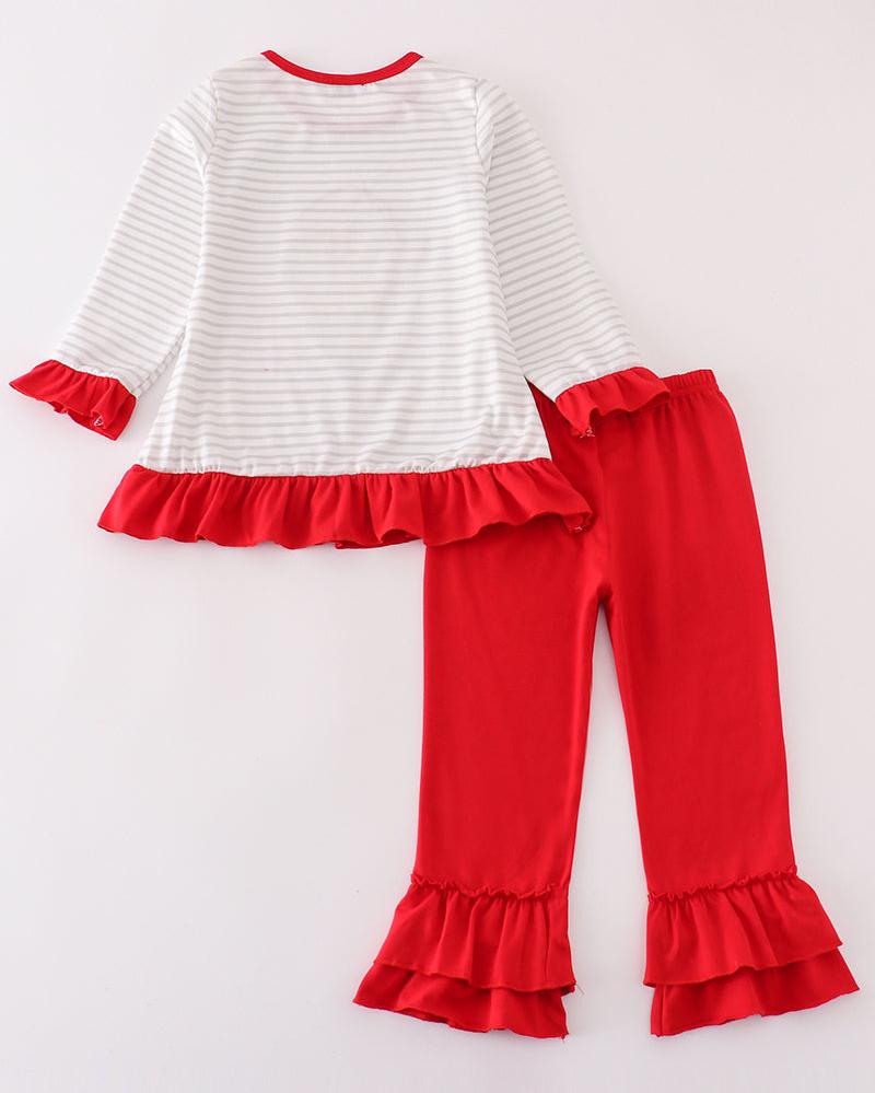 Santa Claus Applique Stripe Girl Set