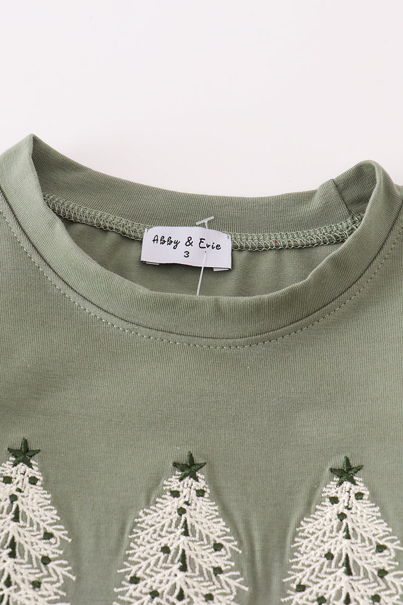 Sage Christmas Tree Embroidered Boy Set