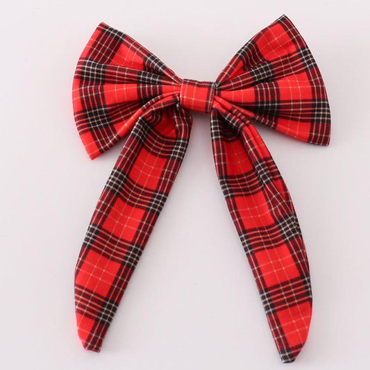 Red Plaid Hair Sailor Bow