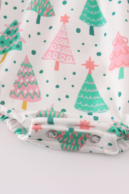 Dazzle Christmas Tree Print Green Ruffle Bubble