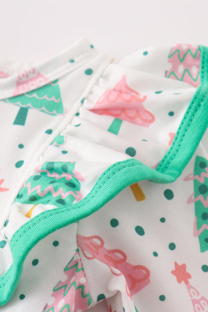 Dazzle Christmas Tree Print Green Ruffle Bubble