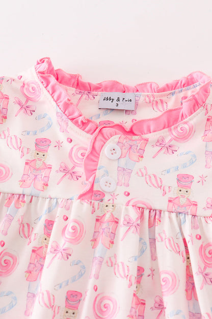 Candy Pink Nutcracker Print Ruffle Nightgown