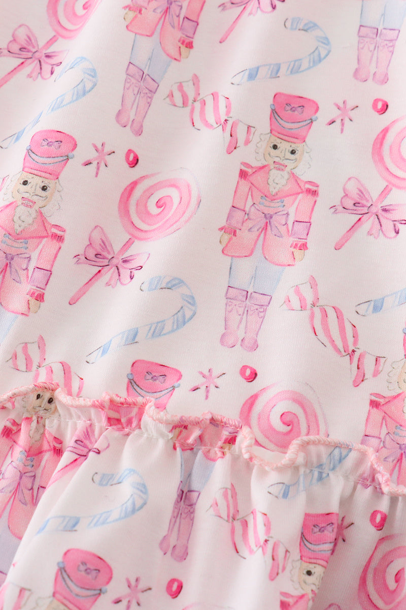 Candy Pink Nutcracker Print Ruffle Nightgown