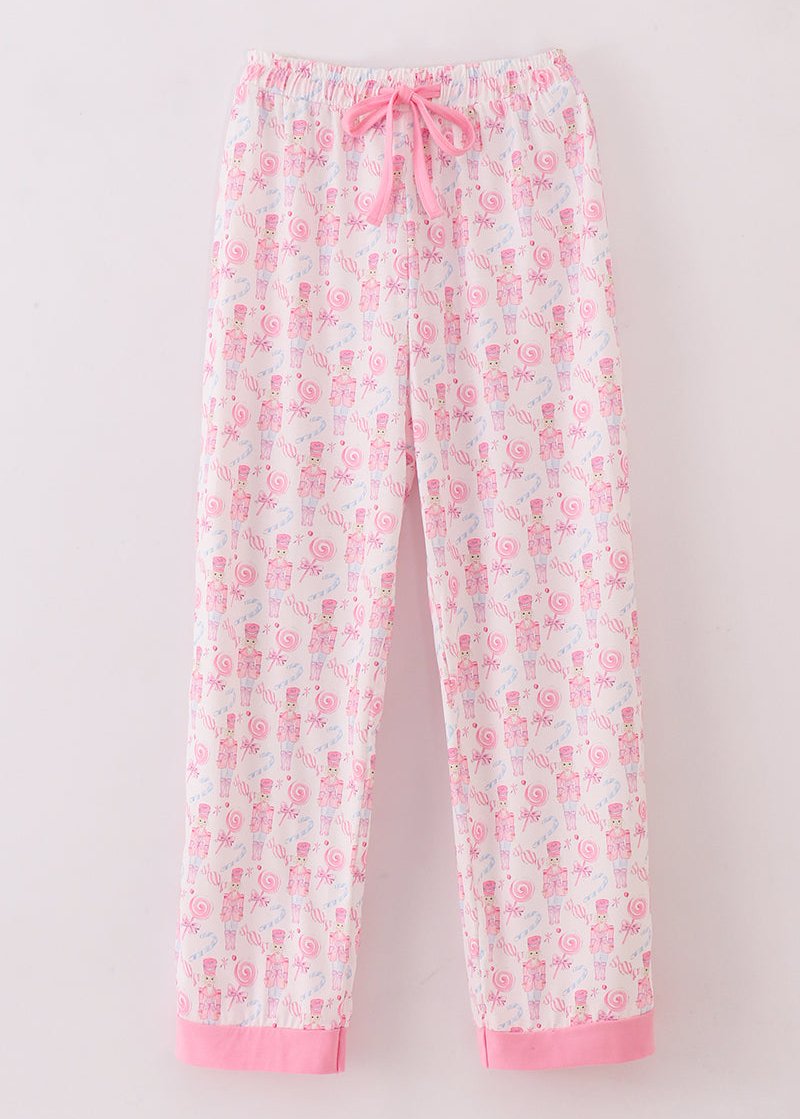 Candy Pink Nutcracker Print Women’s Pajama Pants