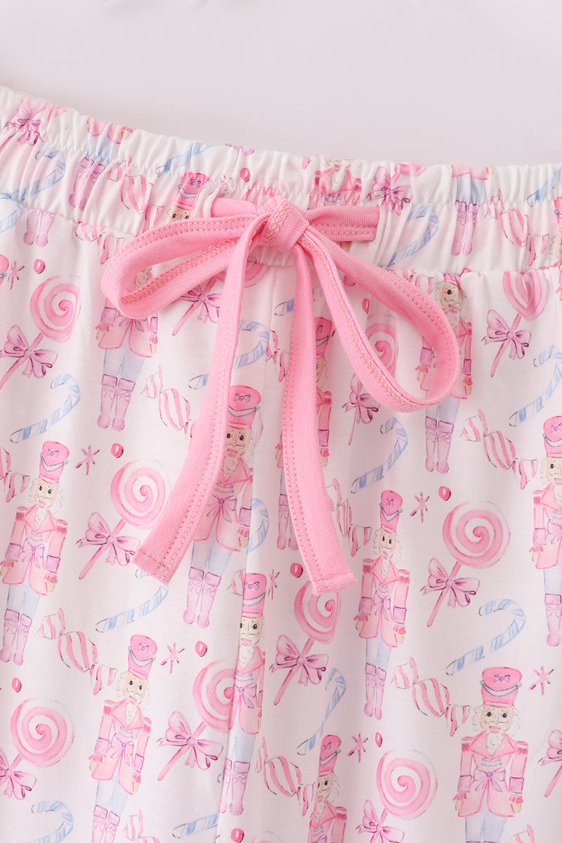 Candy Pink Nutcracker Print Women’s Pajama Pants