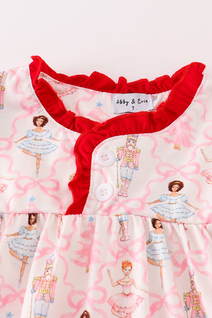 Red Nutcracker Print Ruffle Nightgown