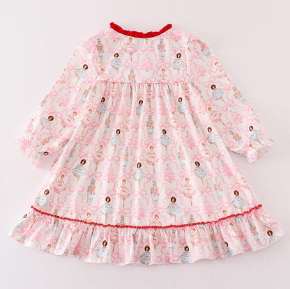 Red Nutcracker Print Ruffle Nightgown