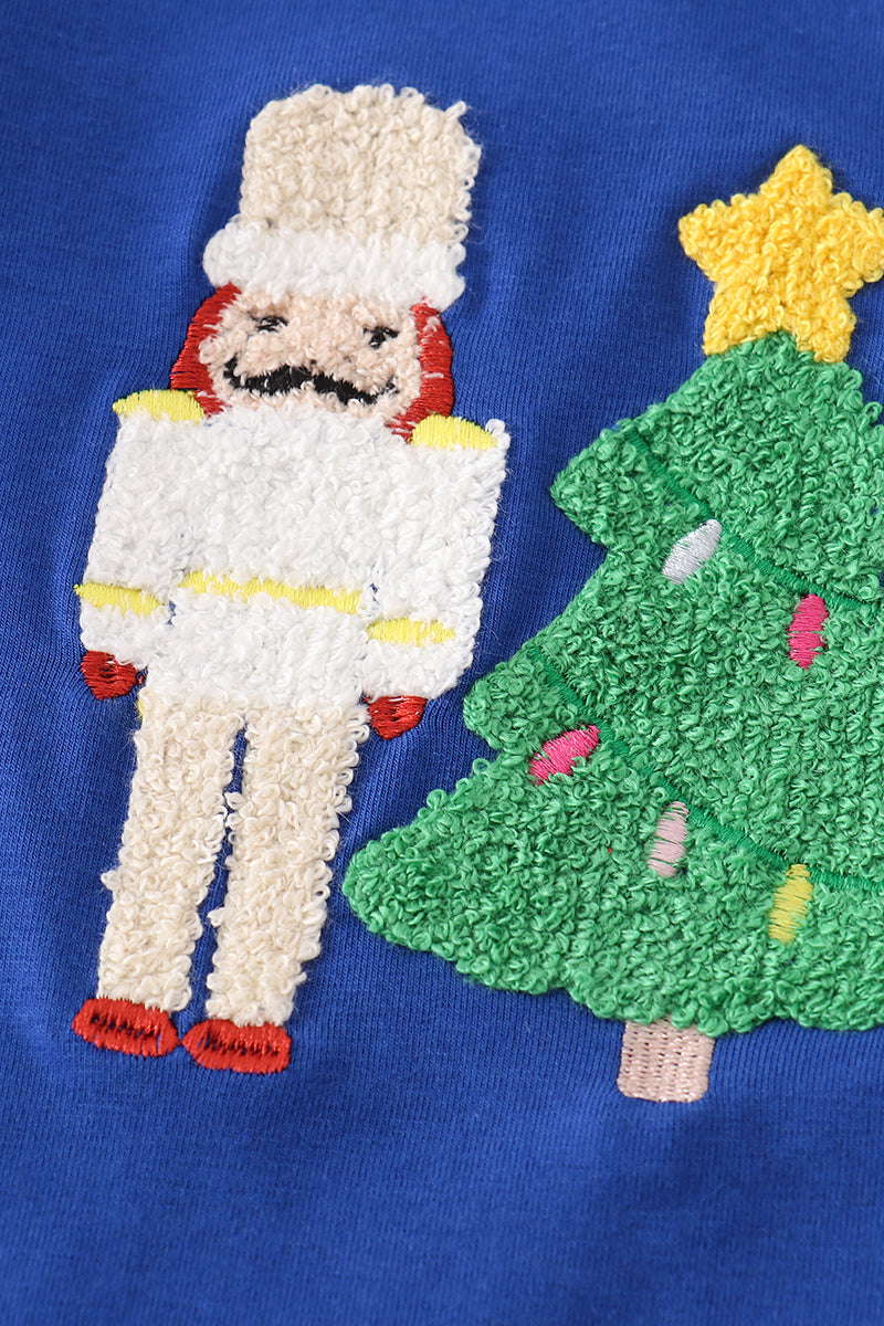 Christmas Nutcracker French Knot Blue Boy Pants Set