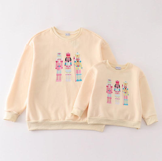 Nutcracker Embroidered Mom+Me Yellow Fleece Sweatshirt