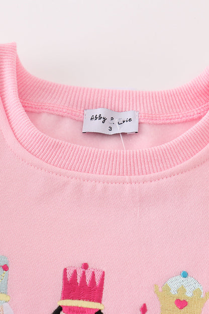 Nutcracker Embroidered Mom+Me Pink Fleece Sweatshirt