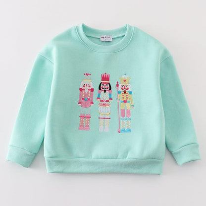 Nutcracker Embroidered Mom+Me Mint Fleece Sweatshirt