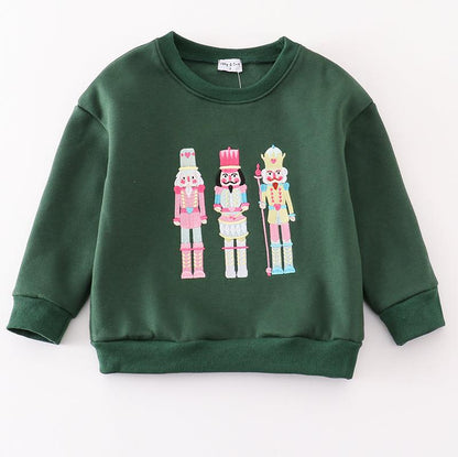 Nutcracker Embroidered Mom+Me Green Fleece Sweatshirt