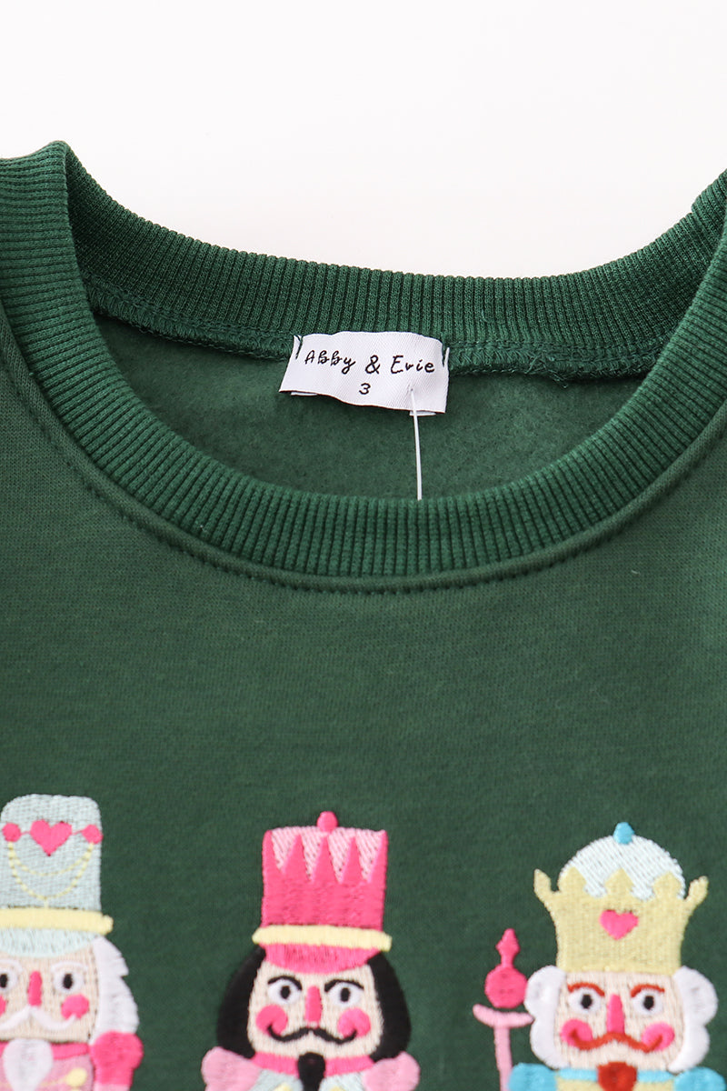 Nutcracker Embroidered Mom+Me Green Fleece Sweatshirt