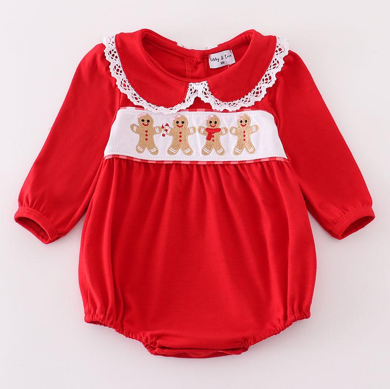 Red Gingerbread Embroidered Girl Bubble