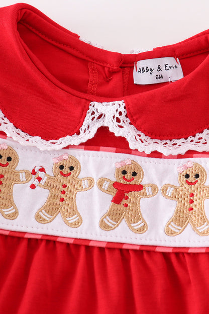 Red Gingerbread Embroidered Girl Bubble