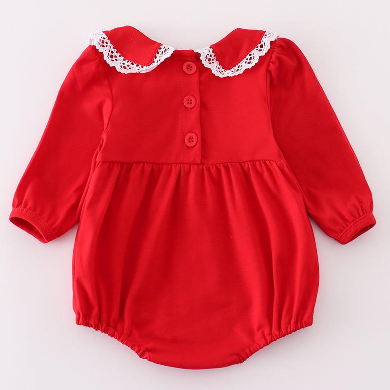 Red Gingerbread Embroidered Girl Bubble