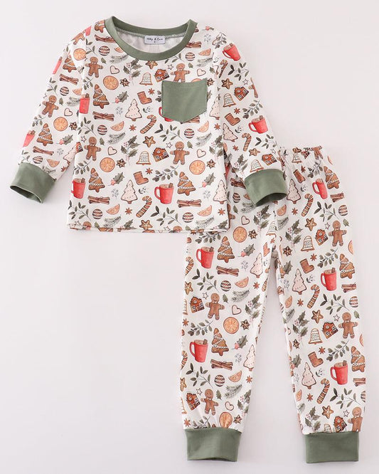 Merry Christmas Print Boy Pajamas Set