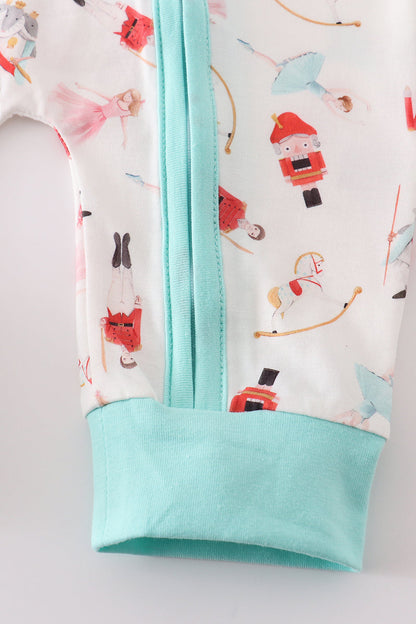 Christmas Nutcracker Print Baby Boy Zip Romper