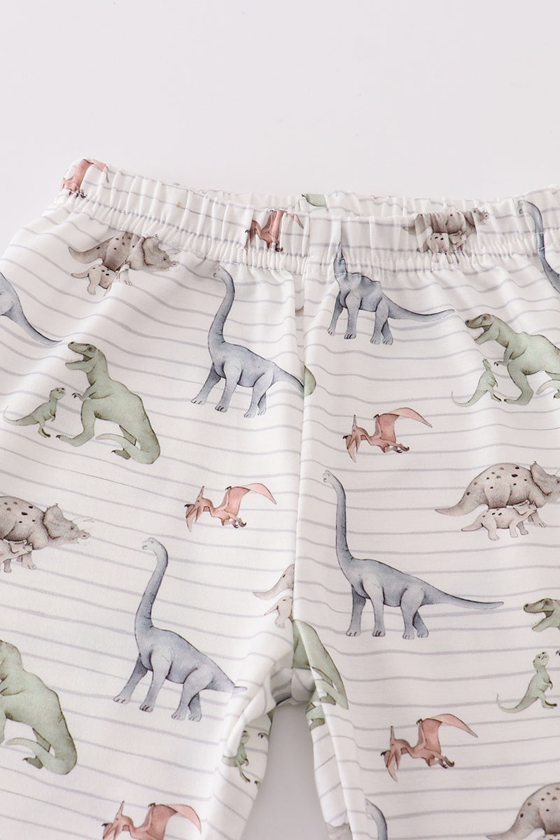 Sage Dinosaur Print Boy Pajamas Set