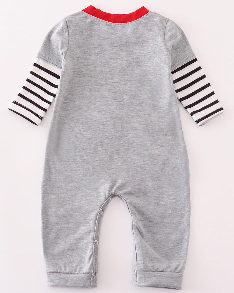 Farm Applique Grey Boy Romper