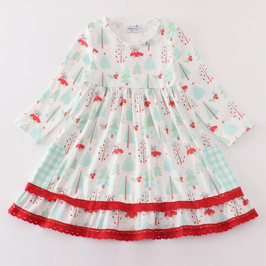 Christmas Car Print Dress