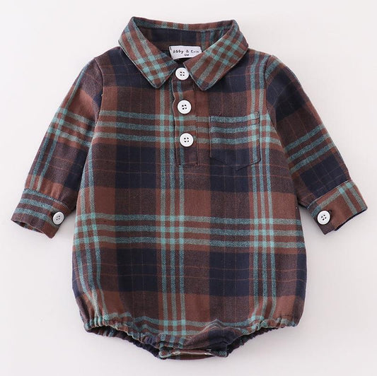 Grady Brown Plaid Button Down Bubble