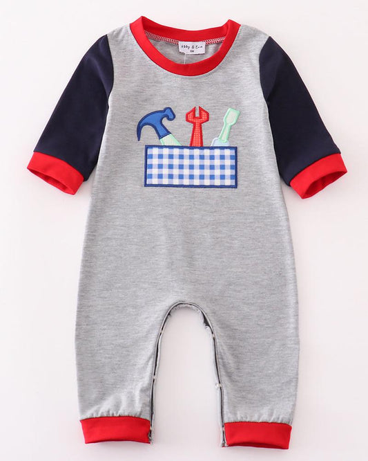 Toolbox Applique Grey Boy Romper