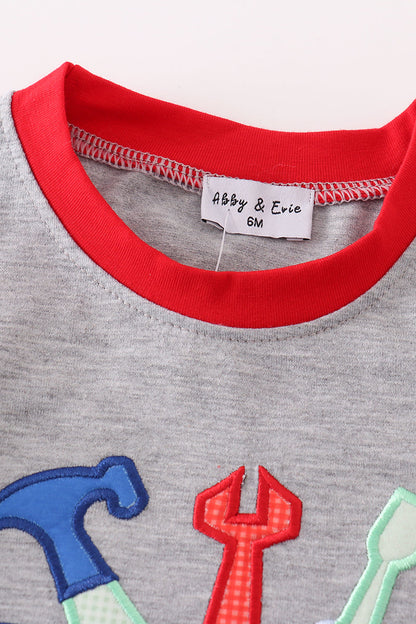 Toolbox Applique Grey Boy Romper