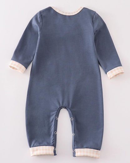 Blue Cow Applique Boy Romper