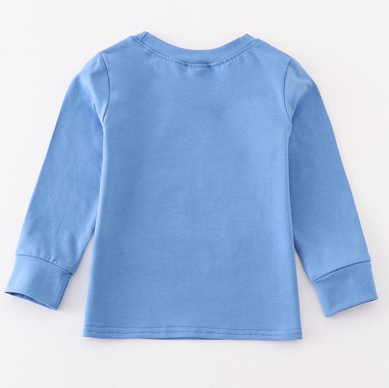 Train Applique Blue Boy Top