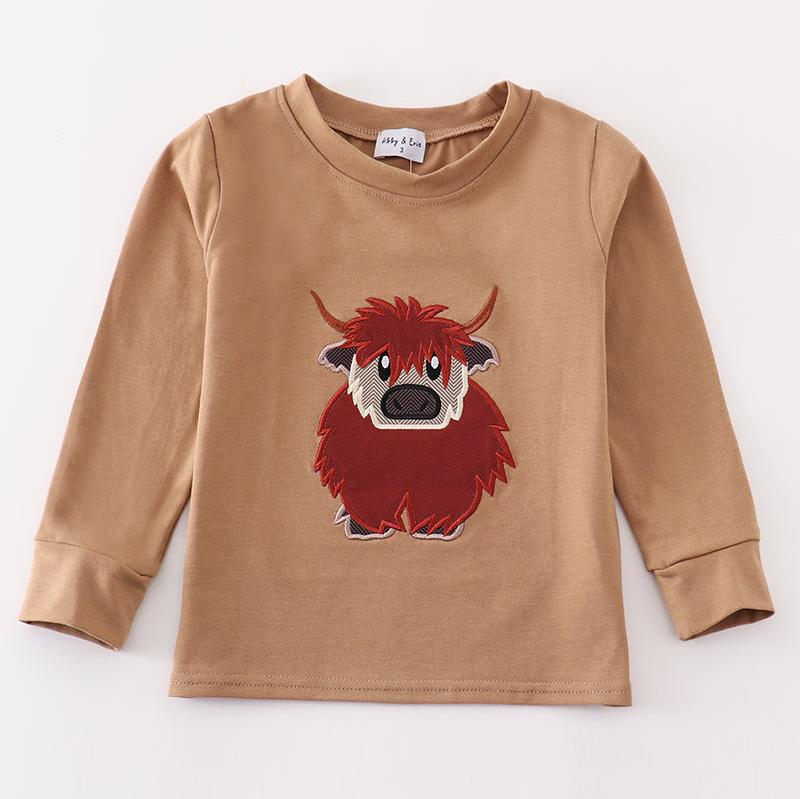 Brown Cow Applique Boy Top