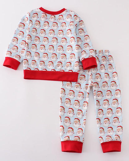 Blue Christmas Santa Boy Pajamas Set