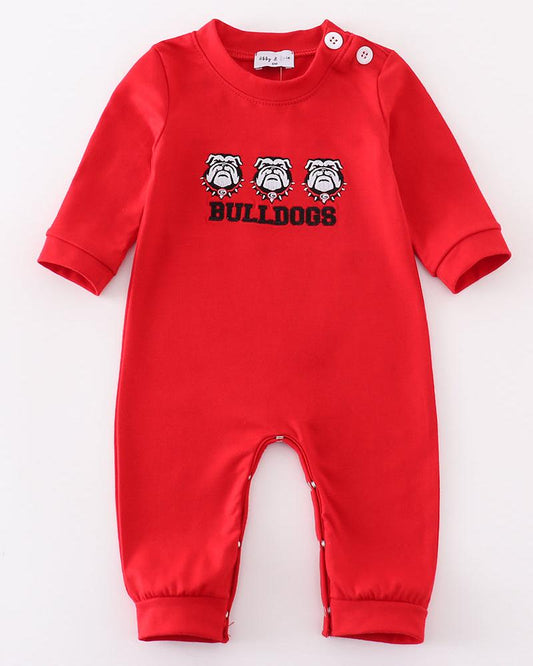 Bulldogs Embroidered Red Boy Romper