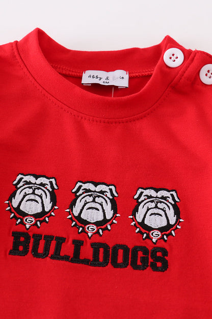 Bulldogs Embroidered Red Boy Romper