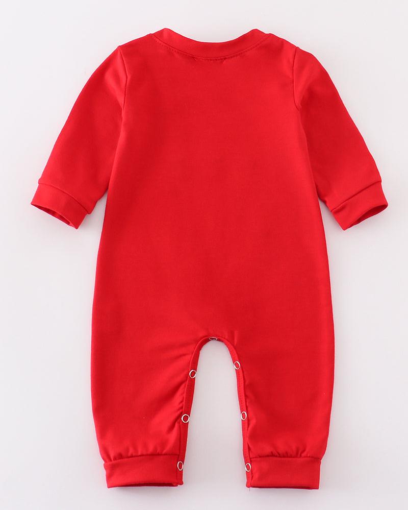 Bulldogs Embroidered Red Boy Romper