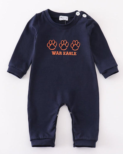 War Eagle Embroidered Navy Boy Romper