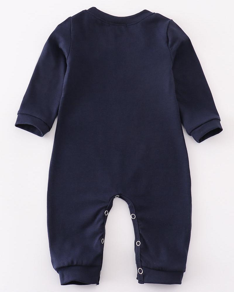 War Eagle Embroidered Navy Boy Romper