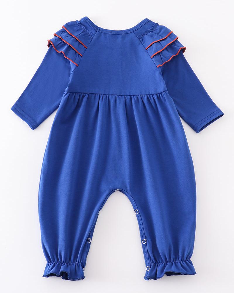 FL Chomp Embroidered Blue Girl Romper