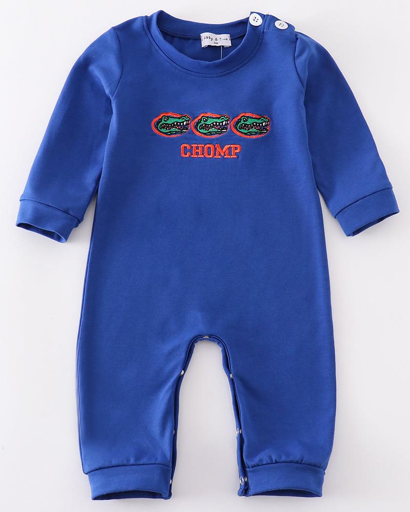 FL Chomp Embroidered Blue Boy Romper