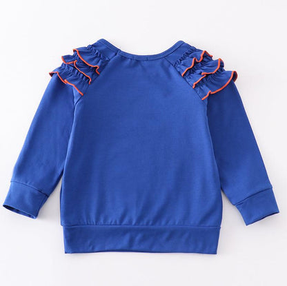 FL Chomp Embroidered Blue Girl Top