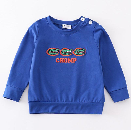 FL Chomp Embroidered Blue Boy Top