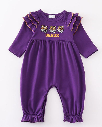 Purple Geaux Embroidered Girl Romper