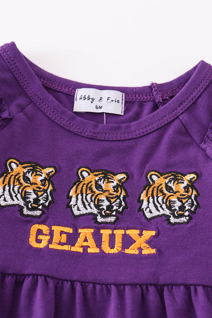 Purple Geaux Embroidered Girl Romper