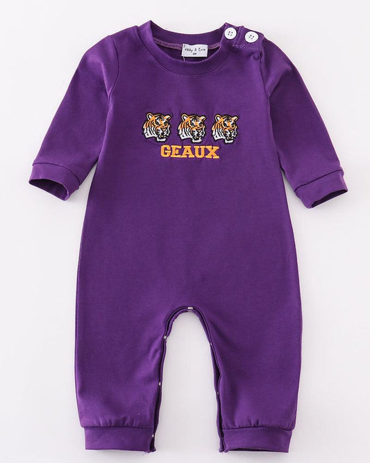 Purple Geaux Embroidered Boy Romper